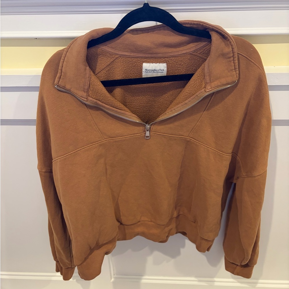 Abercrombie & Fitch Brown Quarter-Zip Sweatshirt